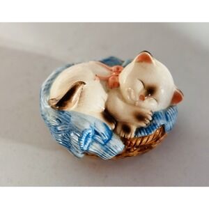 Vintage Avon Collectible 1983 Cat Napper Ceramic Pomander‎ Kitsch